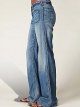 Women's Pocket Detail Wide Leg Jeans Low Waist Vintage Pants