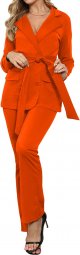Women's Two Piece Outfits Casual Open Front Blazer and Elastic Waist Flared Pants Suits Set