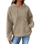 Womens Hoodies Casual Long Sleeve Drawstring Waffle Pullover Tops Loose Hooded Sweatshirt with Pocket