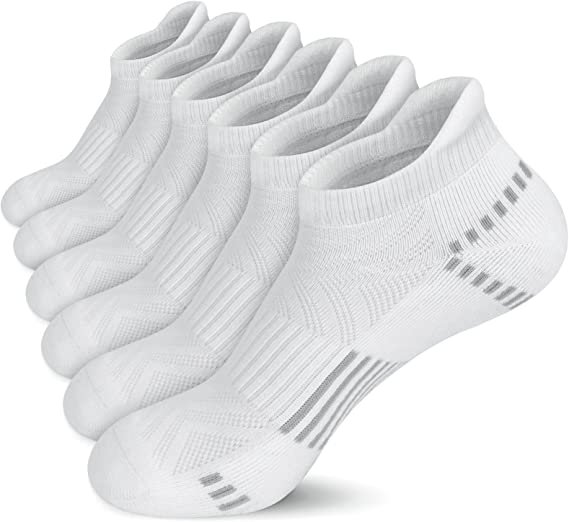 Athletic Running Socks Cushioned Breathable Low Cut Sports Tab Socks for Men and Women (6 Pairs)