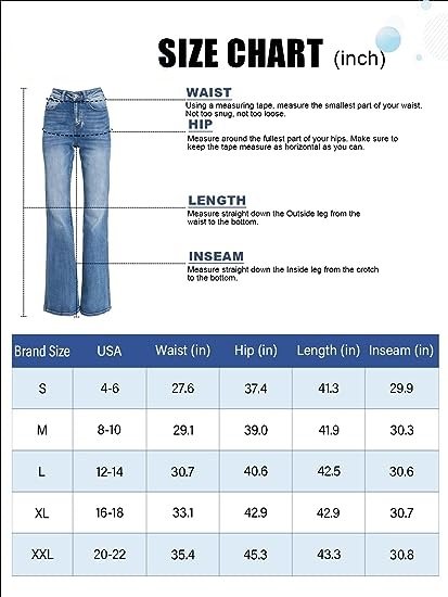 Women's High Waisted Bell Bottom Jeans Stretch Flare Casual Denim Pants