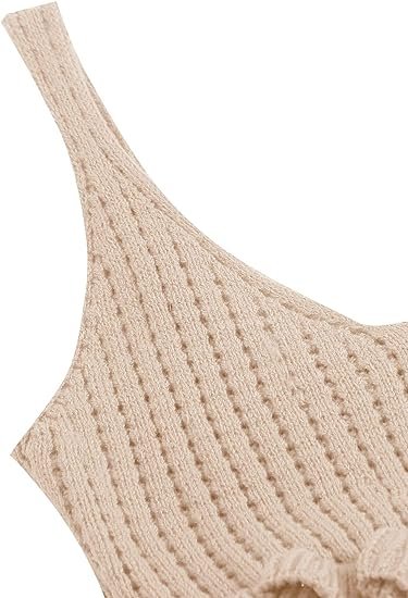 Women's Casual Knit Top Sleeveless Ruffle Hem V Neck Peplum Crop Tank Top