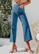 Women's Wide Leg Jeans High Waist Stretch Straight Jeans Button Down Loose Jeans with Pockets
