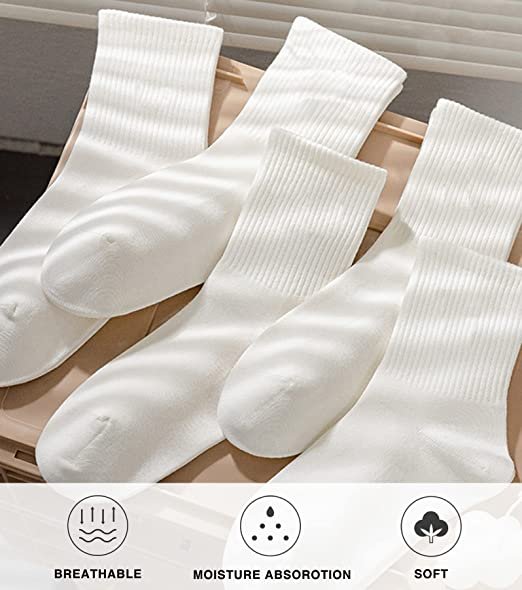 Womens Crew Socks Size 6-9 LightWeight Thin Casual Calf Socks (3 Pairs)
